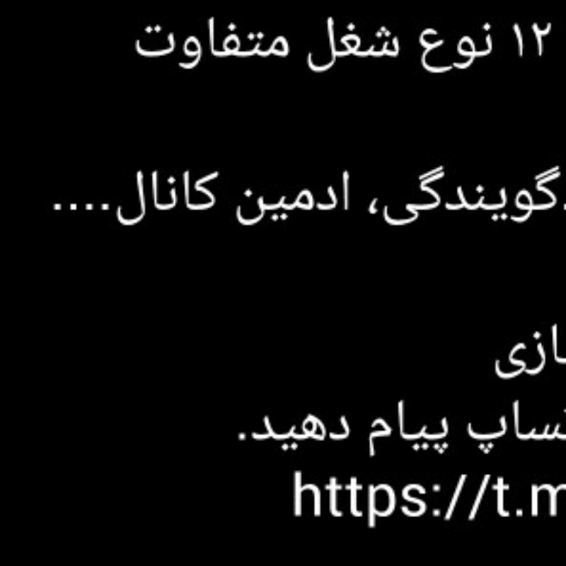 استخدام غیر حضوری خانم و آقا 

به تعدادی خانم و آقا برای کار به صورت غیر حضوری نیازمندیم. با ۱۲ نوع شغل متفاوت 

نوع کار : ، تایپ ، ترجمه، دست نویسی، پشتیبانی .گویندگی، ادمین کانال….‌


کار با گوشی 

زمینه فعالیت: مجازی

جهت استخدام در تلگرام یا واتساپ پیام دهید.
09038952871
@hani_yazdi
